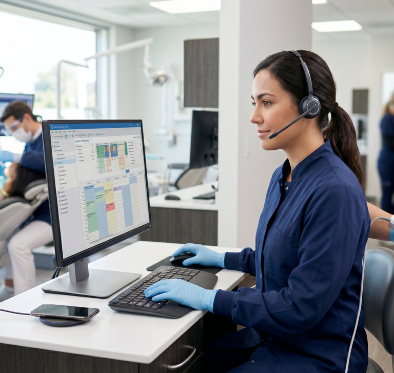 Remote tech working in a dental office